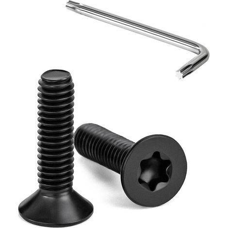 Vis à Tête Fraisée Torx M4 x 16 mm Noir Vis à Six Pans Creux en Acier Inoxydable A2 V2A à Tête Fraisée Métaux avec Clé T20 Filetage Complet 20 Pièces (1/5)