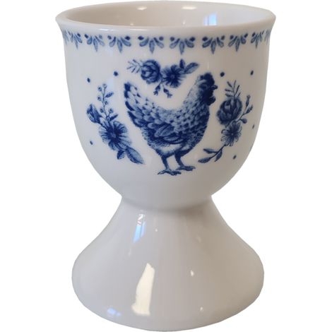Coquetier blanc en céramique motif Poules