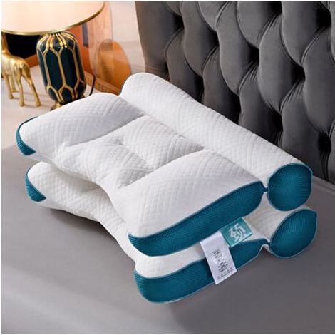 Cuscino ergonomico per apnea notturna, cuscino ergonomico, apnea cervicale del sonno, anti-russamento e apnea notturna, blu, 40x60 cm, 1 pezzo (1/4)