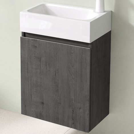 Mai & Mai Badmöbelset Badezimmermöbel bestehend aus Waschbecken und Waschbeckenunterschrank in grau-braun, BTH: 46x26x63cm Pisa02 (1/5)