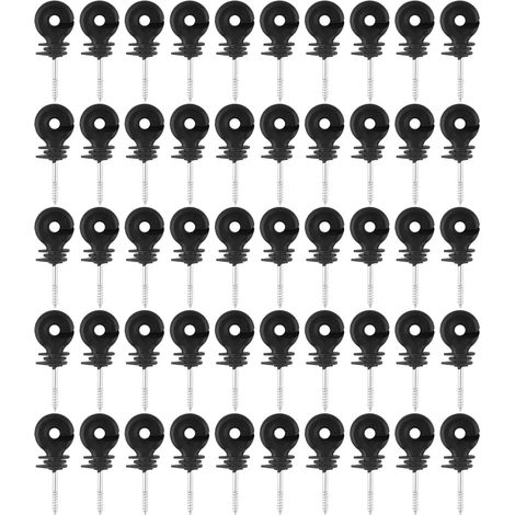 Ringisolatoren, 50 Stück/Set, schwarzer Elektrozaun-Isolator, zum Einschrauben, Zaunring, Holzpfostenisolator, elektronischer Viehwerkzeug-Isolator (1/5)