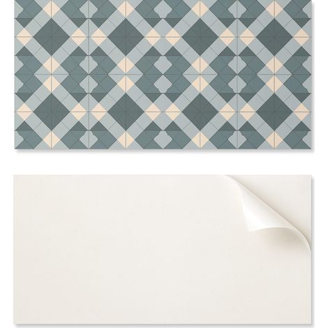Azulejos adhesivos de PVC con un motivo geom茅trico de rombos, perfectos para el pasillo. 10x40x20 cm.