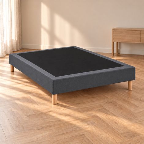 Sommier tapissier déco 160x200 cm Gris - Hauteur 35 cm - Caisse 20 cm - Pieds Inclus (1/5)