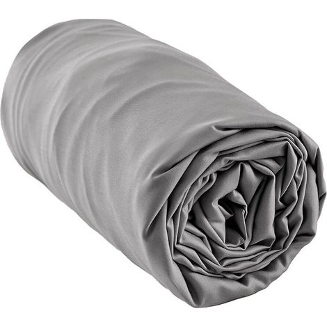 DALIA - Drap Housse 180x200cm 100 % Viscose de Bambou Granit (1/3)