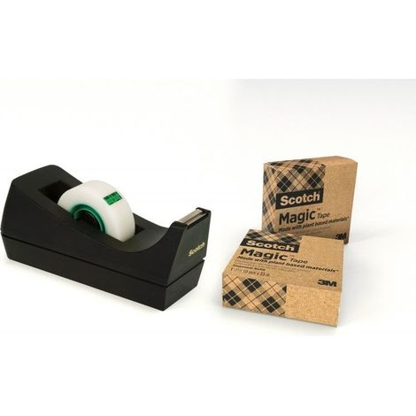 Dispensador + cinta adhesiva mate para oficina de 19 mm x 33 m (3 unidades)