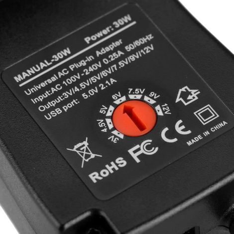 Alimentation Universelle - 30 W - 6 Prises Dc - Port Usb 5 V 2.1 A - Adaptateur Voyage (1/4)