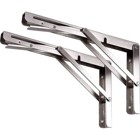 Soporte plegable de 350 mm, soporte plegable de acero inoxidable, soporte para estante de pared (2 piezas con tornillos de fijación) (1/5)