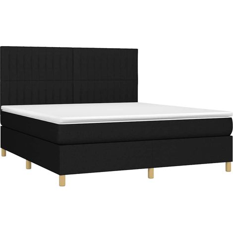 Box Spring Bed with Mattress&LED Black 180x200 cm Fabric vidaXL (1/4)