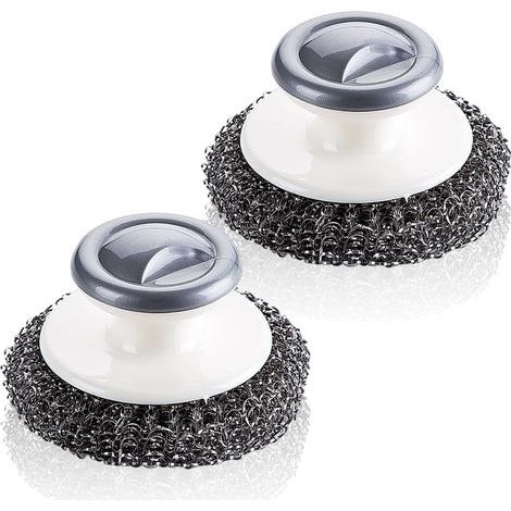 Set of 2 Brushes, Ergonomic Handle, Stainless Steel, Grease Cleaning, Kitchen and BBQ (1/5)