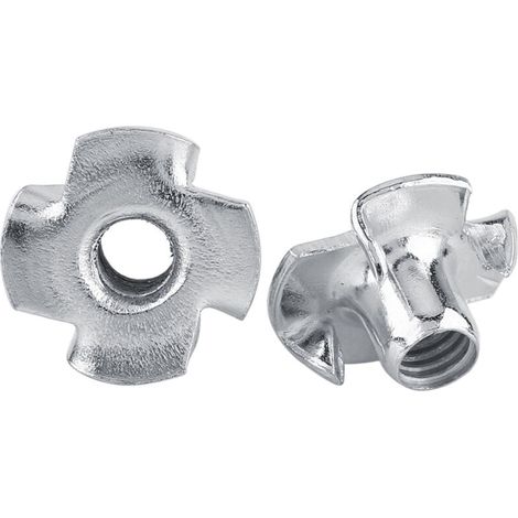 Ecrous en T 4 Griffes en Acier Zingué pour Travail du Bois Meubles(M4 x 50pcs)