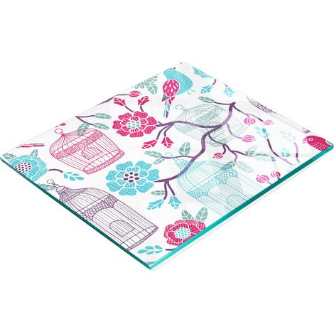 Tablero de vidrio elegante y duradero con estampado de jaula de p谩jaros, 60x52 cm.
