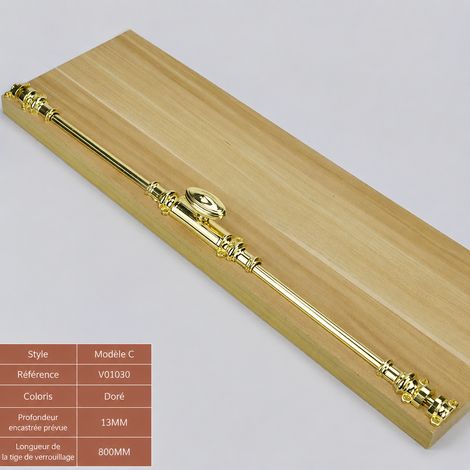 Serrure à tringle longue style C or 800 mm pour meuble et vitrine doré 800mm 1 kg – Livraison gratuite