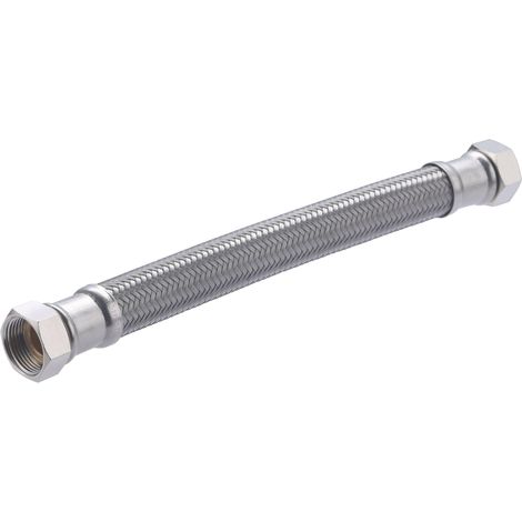 Flexible de Acero Inox Doble Hembra DN18 QUICK PLOMBERIE - H3/4 paso interior de 18mm, Longitud 300mm