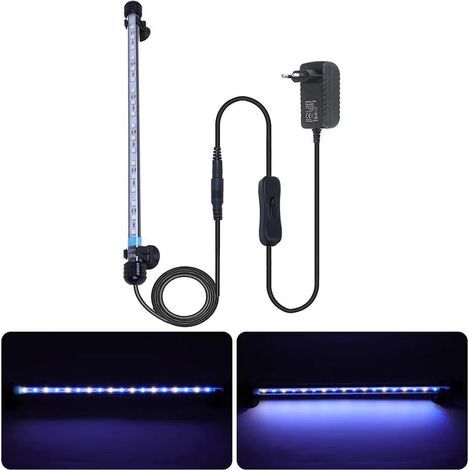 Iluminación LED para acuario, luz impermeable para pez dragón, azul y blanco, 37 cm (1/5)