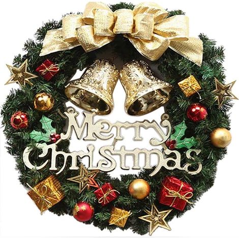 Couronne De Noël - 35 Cm - Décoration Artificielle Pour Porte Cheminée Fenêtre Jardin - 1 Pièce (1/5)