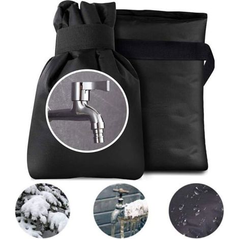 Black cotton frost-proof faucet cover - 18x15 cm - Set of 2