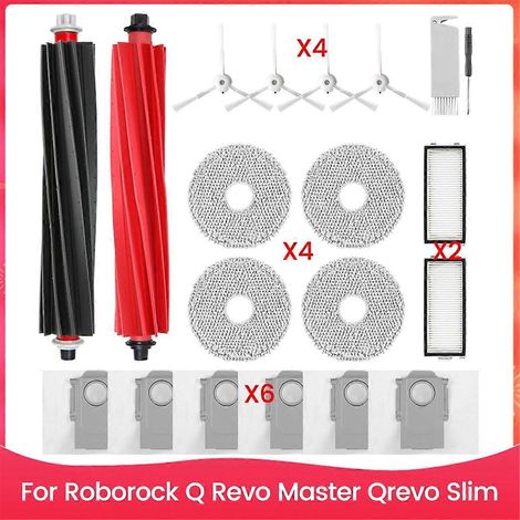 Pour aspirateur robot Roborock Q Revo Master, Qrevo Slim, brosse principale latérale, filtres HEPA, lingettes de nettoyage, sacs à poussière (1/5)
