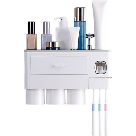 Porte-Brosse à Dents, Etagère de Douche, No-Punch, étagère de rangement, pour 2-3 personnes, set de rangement pour dentifrice salle de bain, KINSI