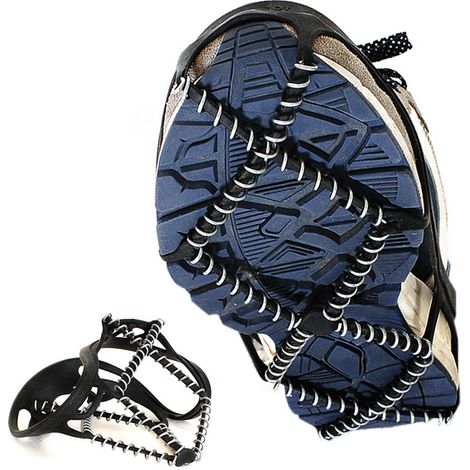 BRAVIX 1 paire de crampons antidérapants universels antidérapants pour chaussures de neige - Dispositif de traction pour randonnée, marche, jogging (convient aux tailles 35-43) (1/5)