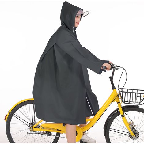 Poncho de pluie adulte EVA respirant avec capuche imperméable vélo extérieur imperméable pour homme femme noir L (1/5)
