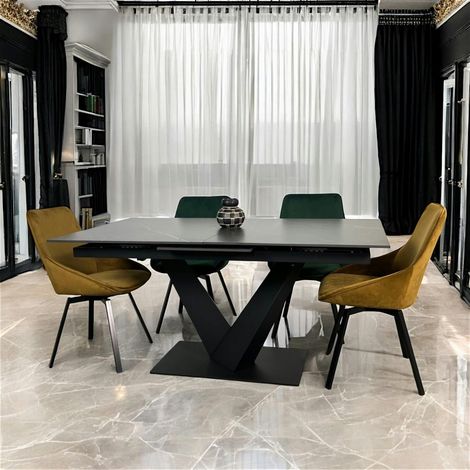 Table en céramique noire extensible 160-205 cm OTTAWA