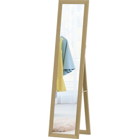 Miroir mural ou sur pied en MDF 37x40x155 cm, chêne et transparent, vertical design