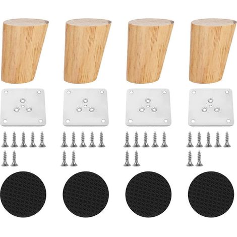 Pieds de meuble en bois naturel, pieds de support robustes, pièces de rechange universelles pour meubles, convenant aux tables et aux chaises, 6 cm x 6 cm, achat direct. (1/5)