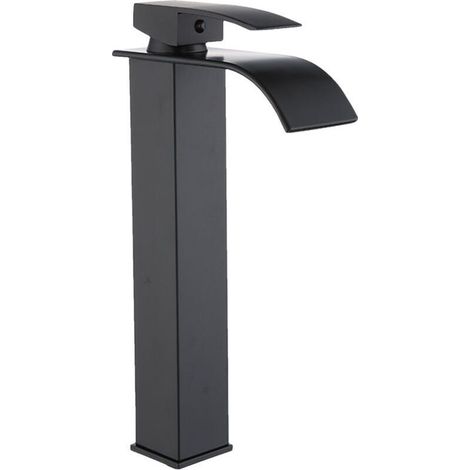 Robinet cascade Robinet d'évier de salle de bains Robinet d'eau de lavabo en laiton Robinet mitigeur à levier unique haut Robinet de lavabo à mélange chaud et froid avec 2 tuyaux (1/5)