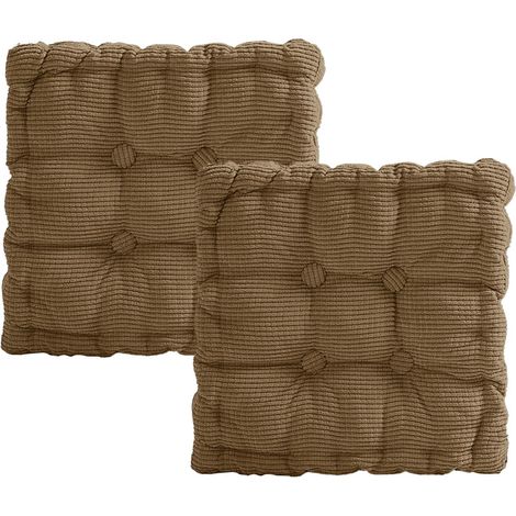 Lot de 2 Coussins de Chaise, 40 x 40 cm Coussin Chaise Épais, Coussin pour Chaise d'Extérieur et d'Intérieur, pour Chaise de Jardin, Cuisine, Balcon, Salle à Manger (Marron, Carré) (1/5)