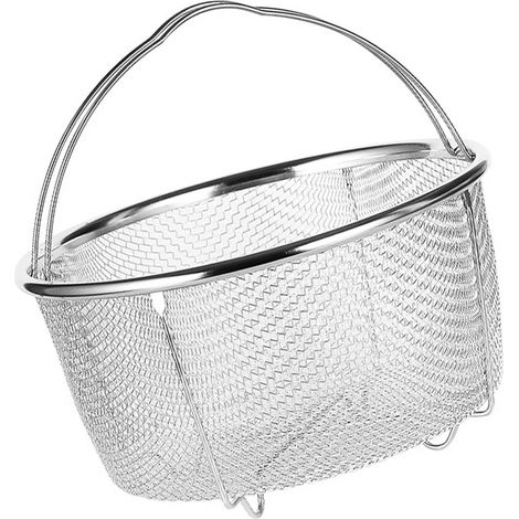Panier de cuisson vapeur en acier inoxydable, poignées confortables résistantes à la chaleur, 20x21 cm. (1/5)