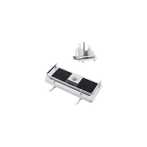 (White round Hole) Tablette De Rangement Pour Barre De Douche, Organisateur De Barre De Douche 2 en 1, Support De Rangement Multifonctionnel Sans Perforateur, Support De Tablette De Douche Réglable