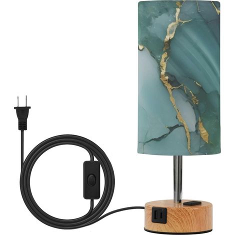Luxueux marbre vert or petite lampe de table chevet lampes avec (1/5)
