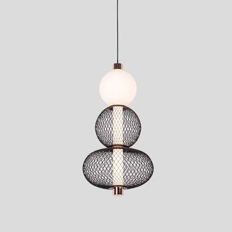 Lustre LED Suspendu LM550 3BK 12W Lumiere 3000K 4000K 6000K Noir (1/3)