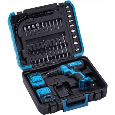 21V AKKU-BOHRSCHRAUBER-SET IM KOFFER + 2x 2Ah AKKU