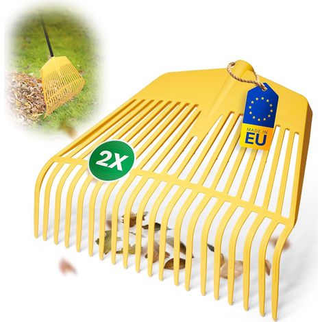 Tête de râteau à feuilles Novatool, outil combiné 2 en 1, râteau à feuilles et fourche à feuilles avec 20 dents en plastique, largeur de travail 45