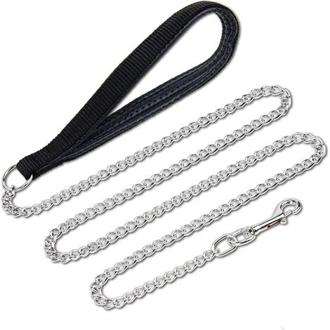 Laisse Chien Métal (180cm) Anti Frottement Laisse Chaîne Chien Poignée en mousse design anti-usure chaîne pour chien laisse pour petits, moyens et grands chiens- (1/5)