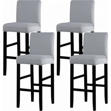 4 Pièces Housse de Chaise de Tabouret de Bar Couverture de Chaise de pub Amovible et Extensible Gris (1/4)