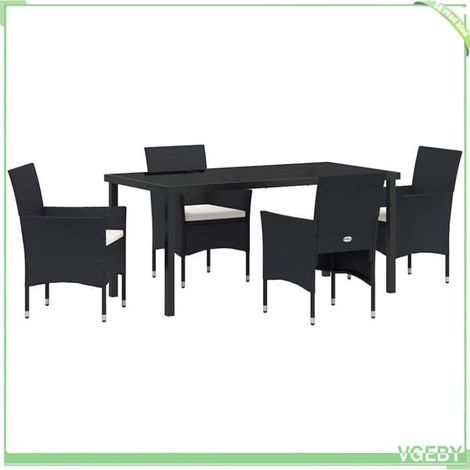 Ensemble de salle à manger pour jardin - FAFEICY - 3379726 - Noir - Polyrotin/acier - Table 160x80 cm (1/5)