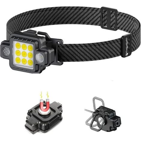 Lampe Frontale, Lampe Frontale Led Ultra Puissante 5 Modes D'éclairage, Réglable, Légère Et Etanche Lampe Torche, Lampe Frontale, Magnétisme, Amovible, Chargement par USB et al