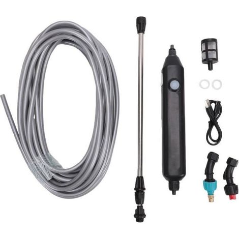 Pulvérisateur - Batterie Intégrée 1500 mAh - Tige Télescopique Acier Inoxydable 89 Cm - Connexion Directe Eau - 10 M Tuyau - 2 Buses Interchangeables - 1 Pièce (1/4)