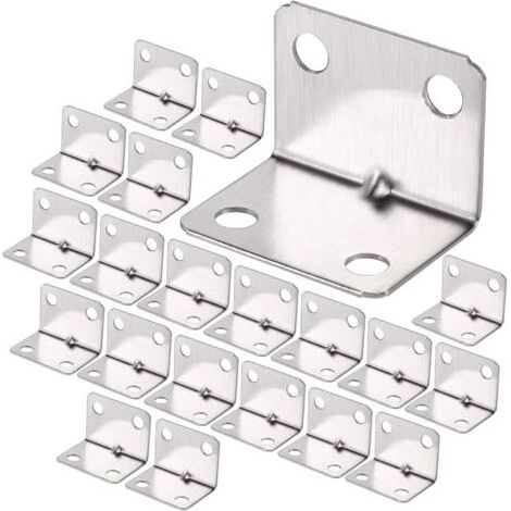 100Pcs Equerre de Coin en Acier Inox, Équerre 90 Degrés Robuste, Équerre à Angle Droit, Petit Equerre de Fixation pour Bois, Support Angle Droit Brace pour Fixation Clôture Table Étagère (1/5)