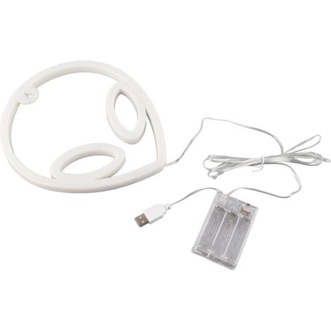 Enseigne lumineuse néon extraterrestre à LED en PVC étanche, alimentée par USB, rose et blanche, idéale pour décorer une chambre ou une fête. (1/5)