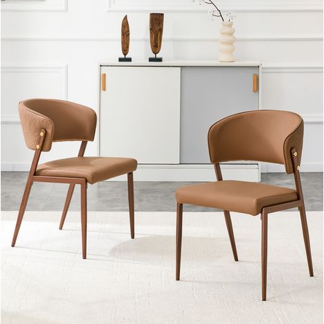 MEUBLIV Lot de 2 chaises de salle à manger marron – dossier ergonomique, modernes (1/5)