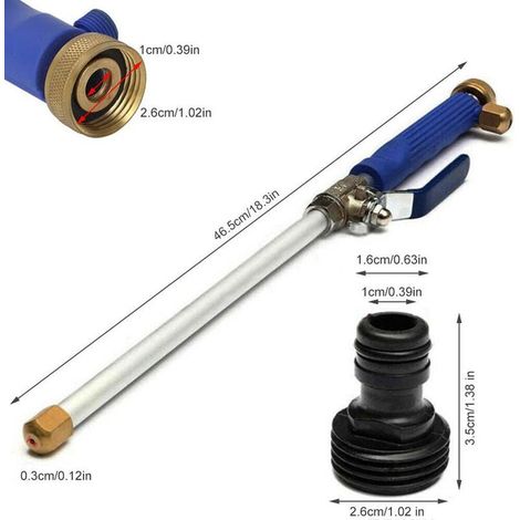 Pistolet d'arrosage haute pression, lance à eau puissante pour tuyau, jet réglable, robuste et étanche. (1/4)