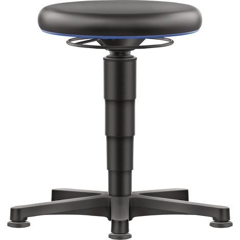 Sgabello girevole con rotelle in similpelle, similpelle nera, altezza seduta 450-650 mm