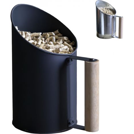 Linxor – Pelle à granulés en fer de zinc avec poignée en bois – Capacité 1.5L – Pour poêle à granulés – Design moderne