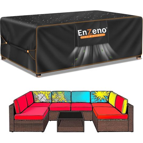 Housse Salon de Jardin Exterieur,Housse Table de Jardin Imperméable,420D Tissu Oxford ,Bache Protection pour Meubles avec évent(200x160x74cm) (1/5)