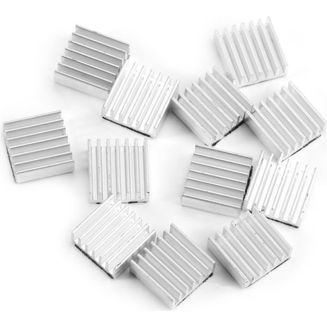 12 dissipateurs thermiques en aluminium, kit refroidissement 14x14x6mm avec adhésif au dos, petite taille (1/5)