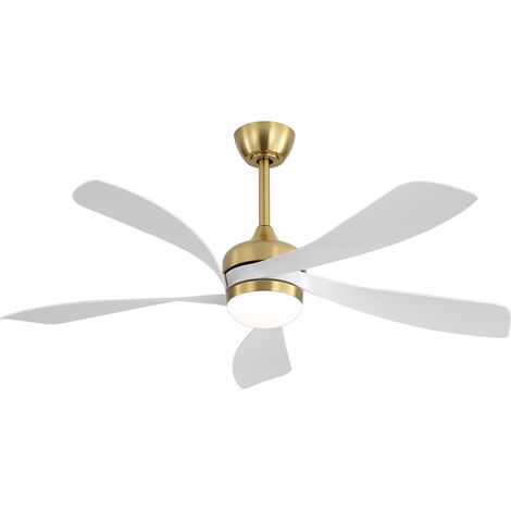 Ventilateur de Plafond 132 cm avec Lampe LED Dimmable Moteur DC Silencieux Télécommande 5 Pales ABS Ventilateur Réversible Été Hiver Minuterie (1/4)
