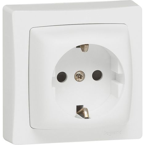 Base de enchufe 2P+TT blanco monoblock Legrand Oteo 086031